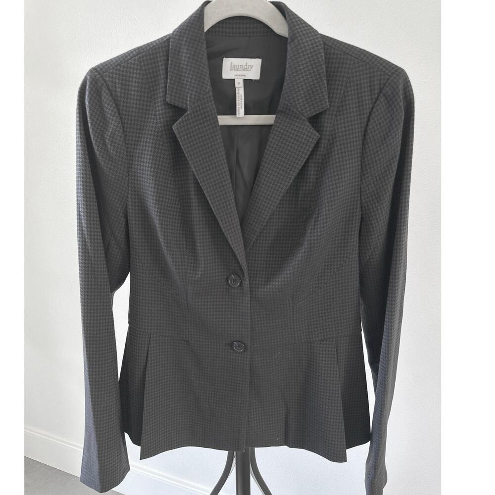 Gray Black Houndstooth Jacket Blazer Size 8 LAUNDRY by SHELLI SEGAL
